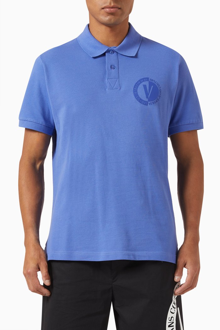 

Emblem Polo Shirt in Cotton Piqué, Blue