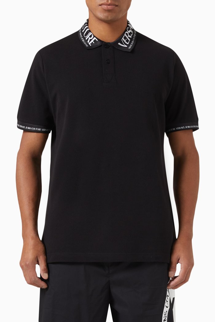 

Logo Polo Shirt in Cotton Piqué, Black