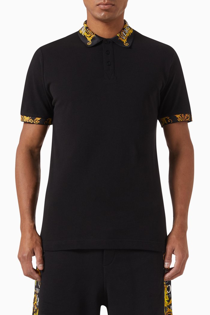 

Logo Couture Polo in Cotton Piqué, Black