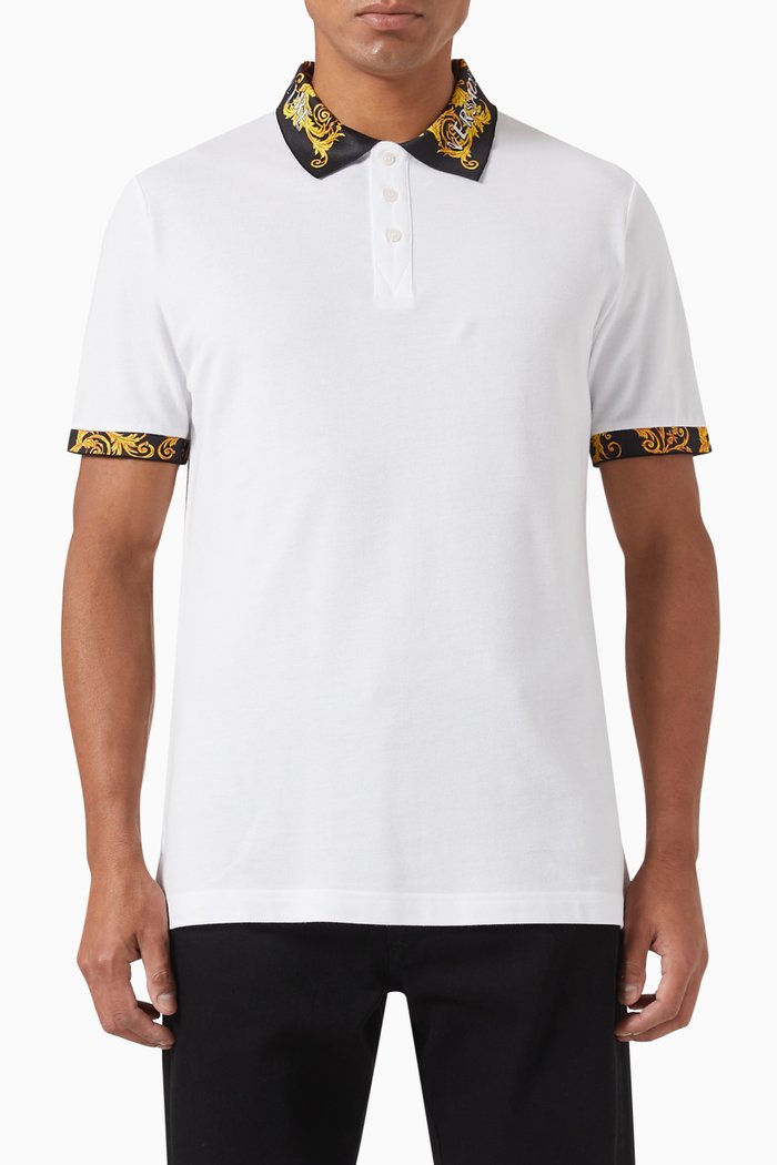 

Logo Couture Polo in Cotton Piqué, White