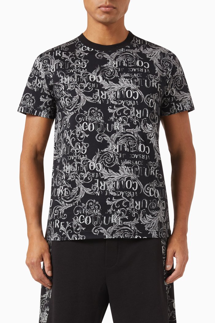 

Baroque-print T-shirt in Cotton Jersey, Black