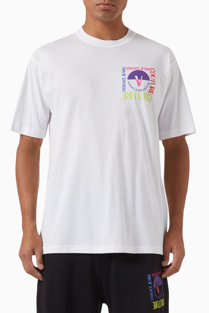 

Square V-Emblem T-shirt in Cotton Jersey, White