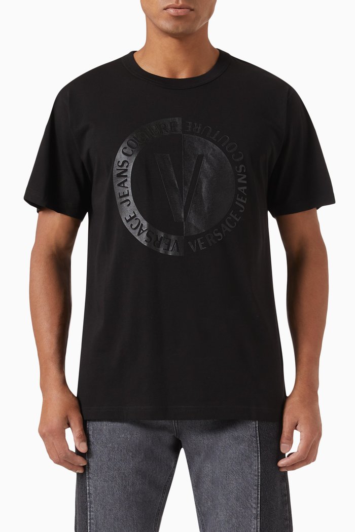 

V-Emblem T-shirt in Cotton Jersey, Black