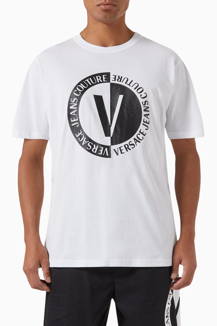 

V-Emblem T-shirt in Cotton Jersey, White