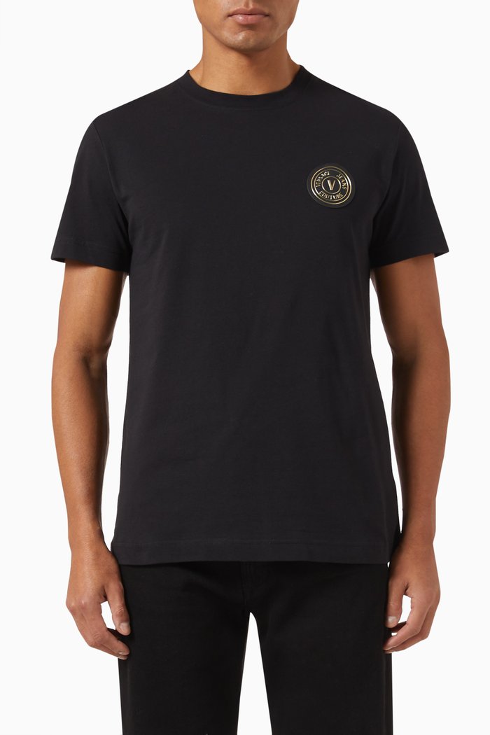 Logo Patch T-shirt in Cotton Jersey, Black