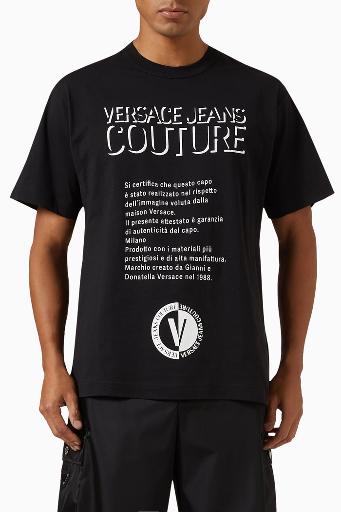 

Logo Text Print T-shirt in Cotton Jersey, Black