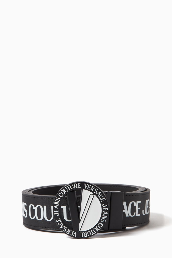 

Two-tone Logo Reversible Belt in Calf Leather, Black