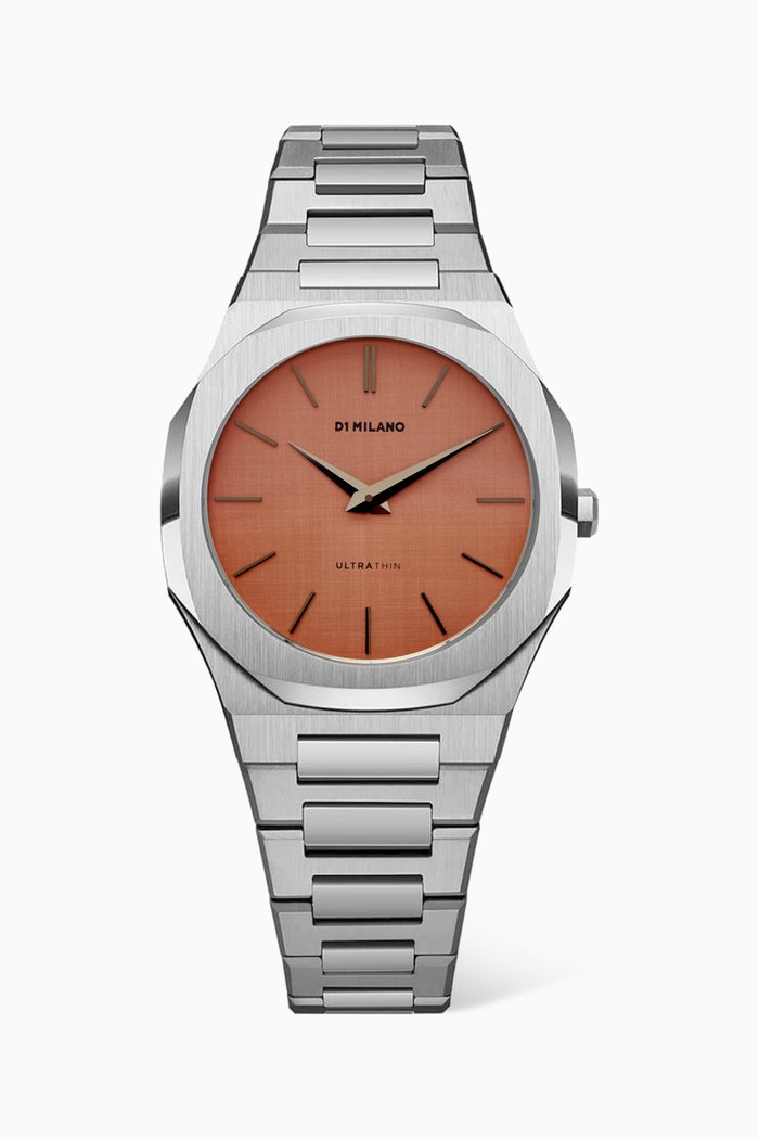 

Ultra Thin Quartz Stainless Steel Watch, 40mm, Pink