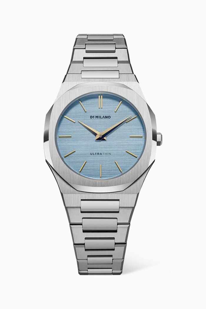 

Ultra Thin Quartz Stainless Steel Watch, 34mm, Blue