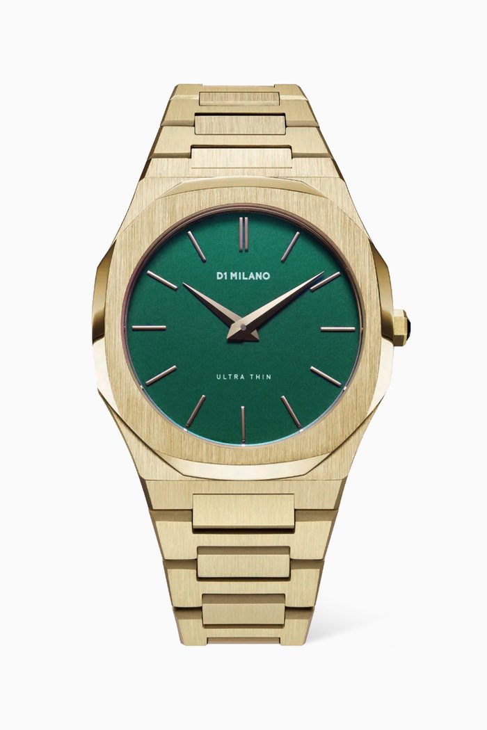 

Ultra Thin Quartz Stainless Steel Watch, 34mm, Green