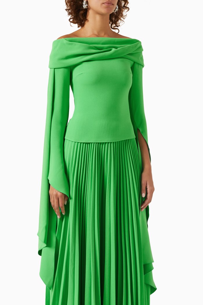 

Stella Off-Shoulder Blouse, Green