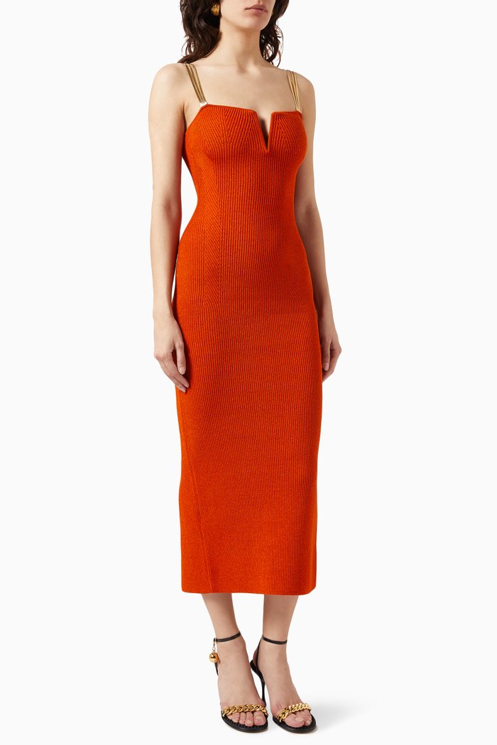 

Galvanized Ophelia Midi Dress in Recycled-viscose, Orange