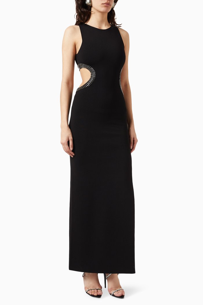 

Mirrored Luna Maxi Dress in Viscose-blend, Black