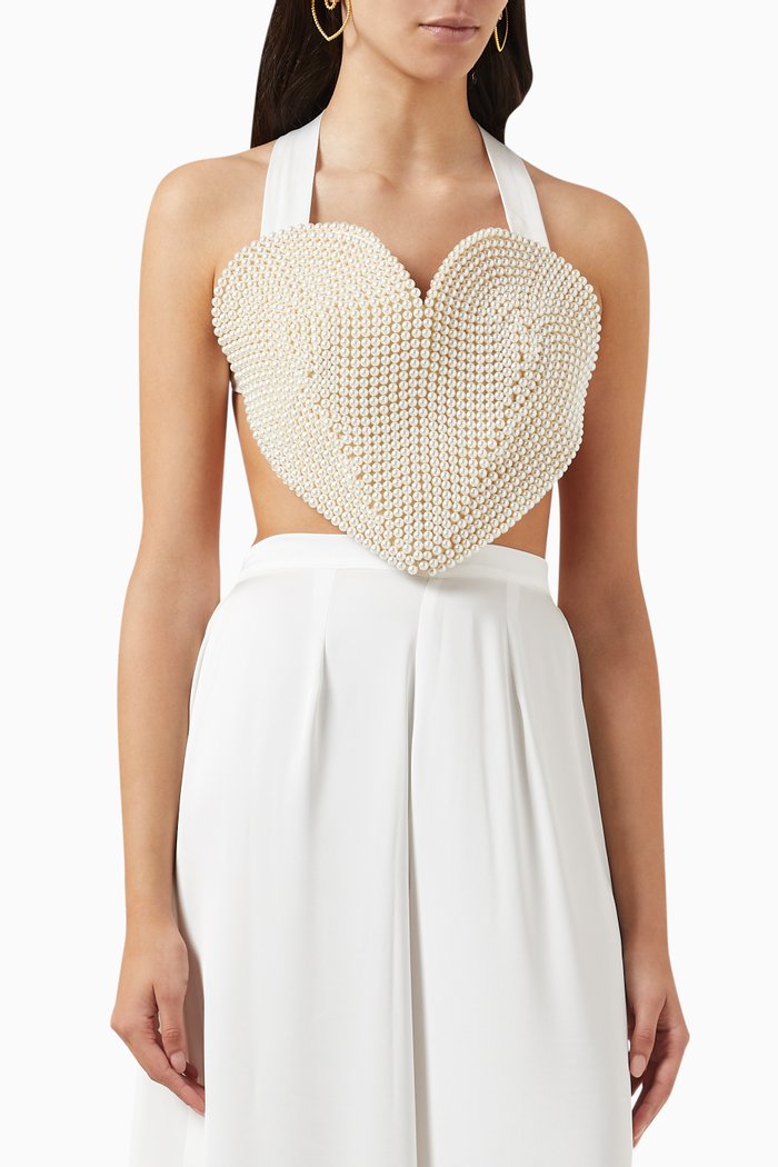 

The Heart Bustier in Satin, White