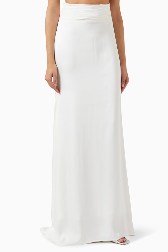 

Kirsten Maxi Skirt in Satin, White