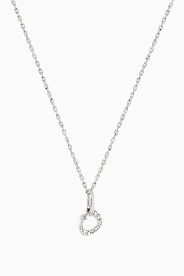 

Arabic Letter N ن Diamond Necklace in 18kt White Gold