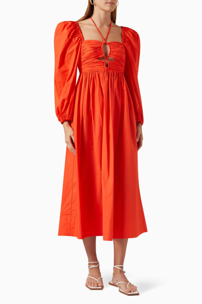

Alessa Midi Dress in Poplin, Orange
