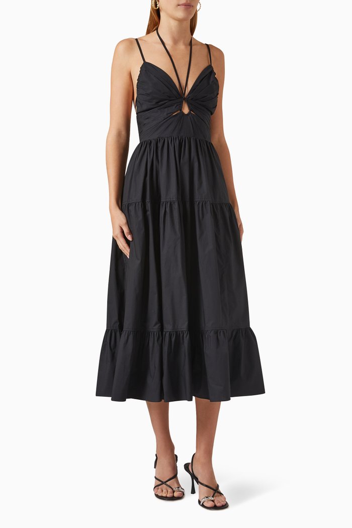 

Phoebe Midi Dress in Poplin, Black