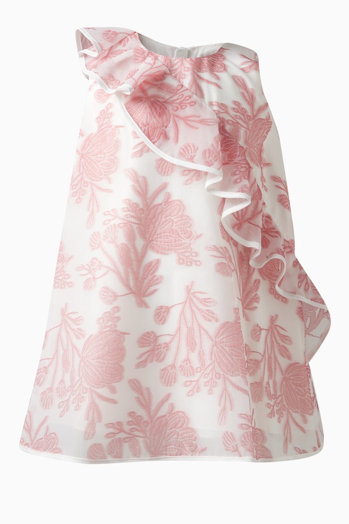 

Sleeveless Ruffle Trapeze Dress, Pink