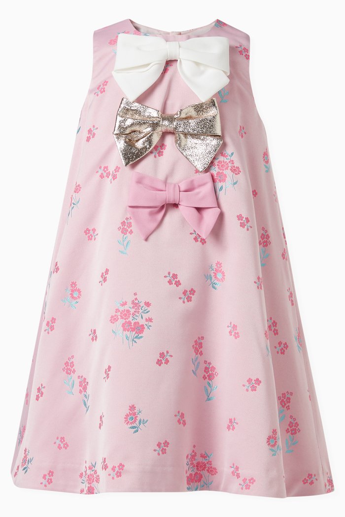 

Multi-Bow Trapeze Dress, Pink