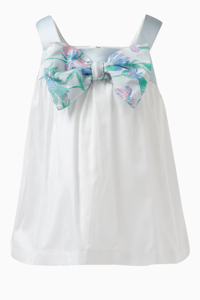 

Jacquard Bow Suntop in Cotton, Blue