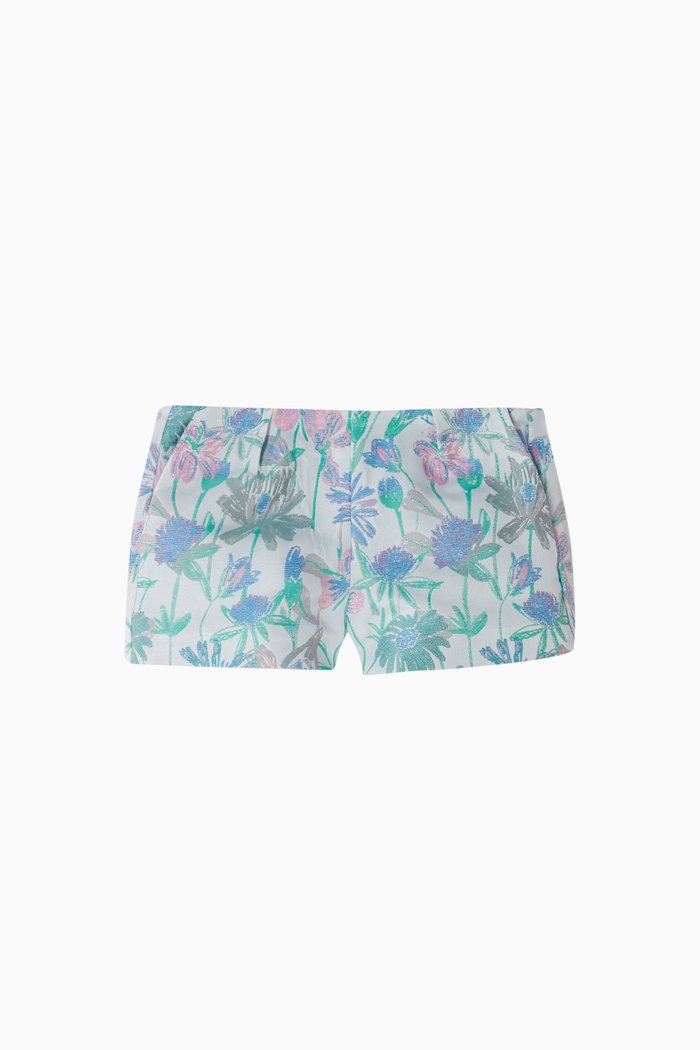

Floral Jacquard Tailored Shorts, Blue