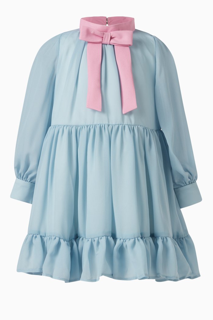 

Pleated Trapeze Dress, Blue