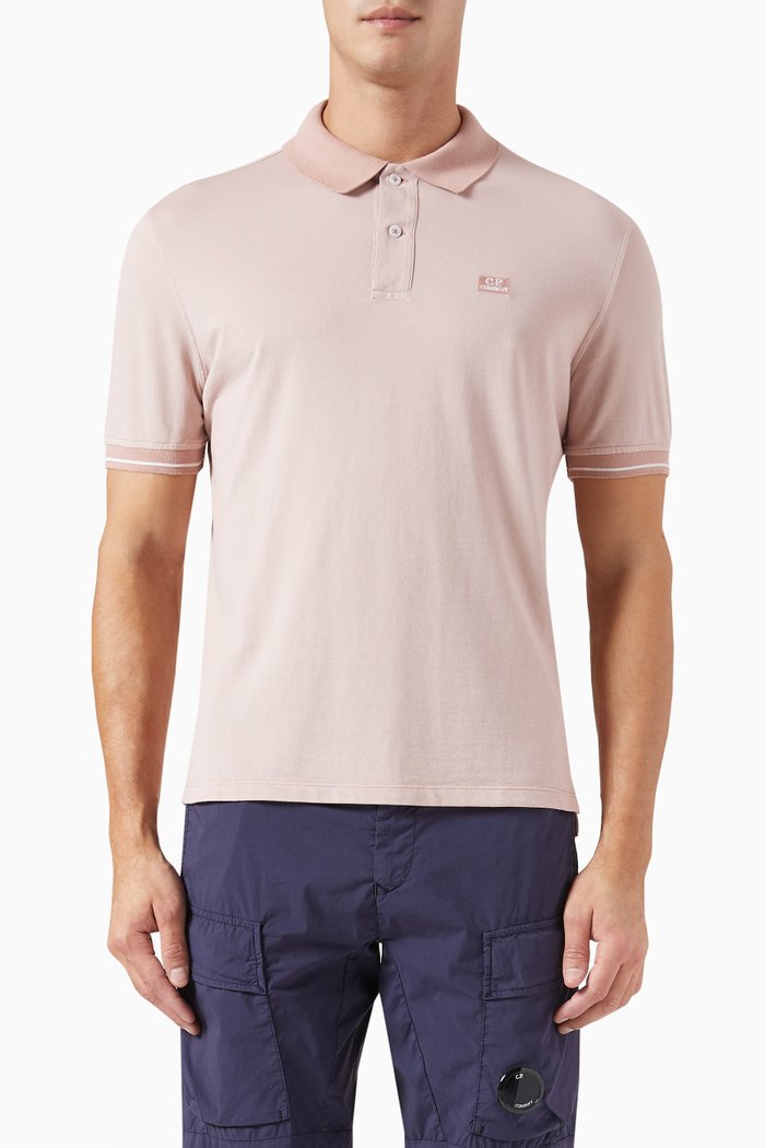 

Tacting Logo Polo Shirt in Cotton Piqué, Orange