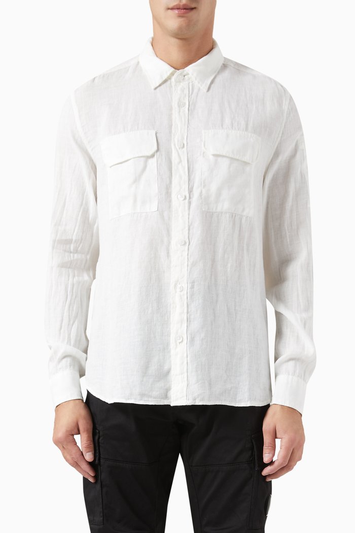 

Resined Pocket Shirt in Linen, Neutral
