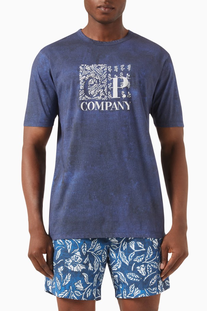 

Graphic Logo Print T-shirt in Cotton Jersey, Blue
