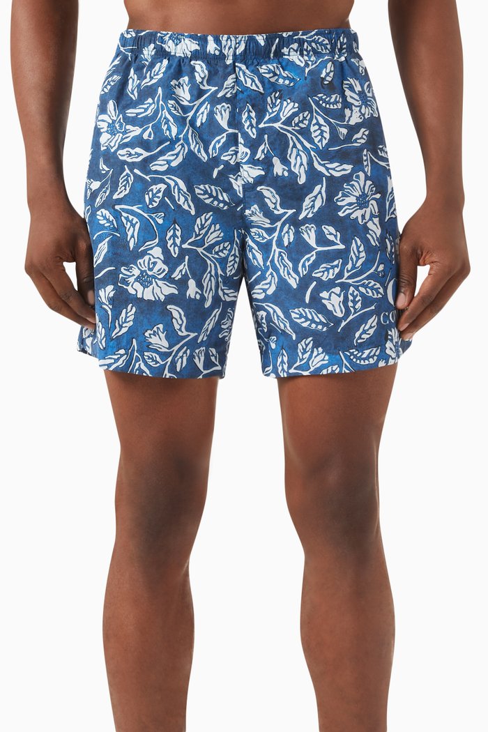 

Flatt Logo Print Swim Shorts in Nylon, Blue