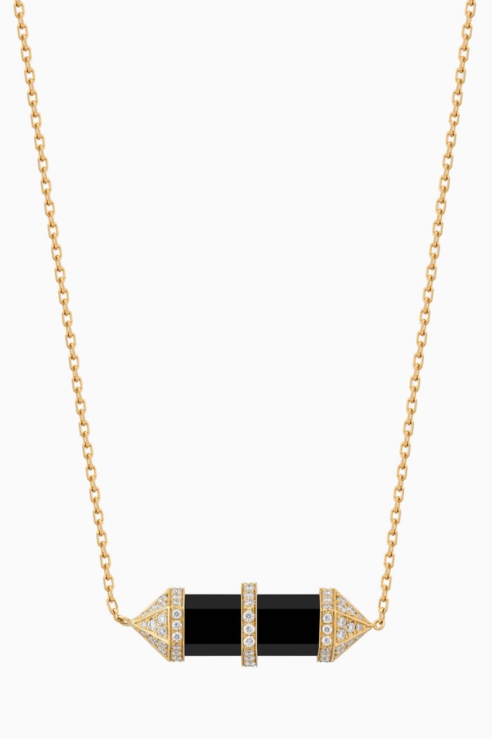 

Chakra Small Black Onyx & Diamond Necklace in 18kt Gold