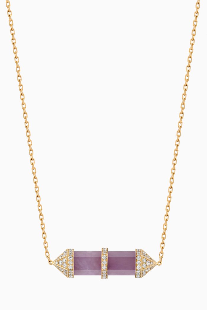 

Chakra Medium Light Amethyst & Diamond Necklace in 18kt Gold, Purple