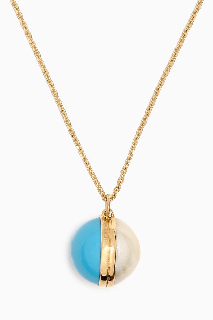 

Kiku Glow Sphere Pearl & Turquoise Necklace in 18kt Gold, Yellow