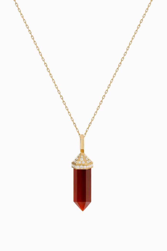 

Chakra Small Red Carnelian & Diamond Necklace in 18kt Gold