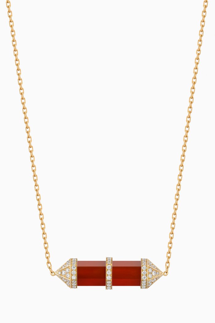 

Chakra Medium Red Carnelian & Diamond Necklace in 18kt Gold