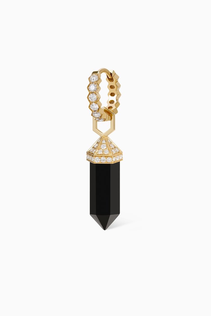 

Chakra Small Black Onyx & Diamond Single Earring in 18kt Gold