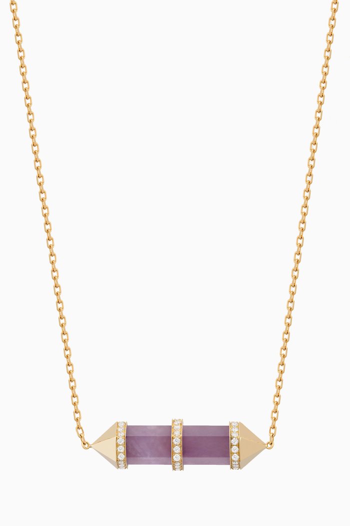 

Chakra Medium Light Amethyst & Diamond Necklace in 18kt Gold, Purple