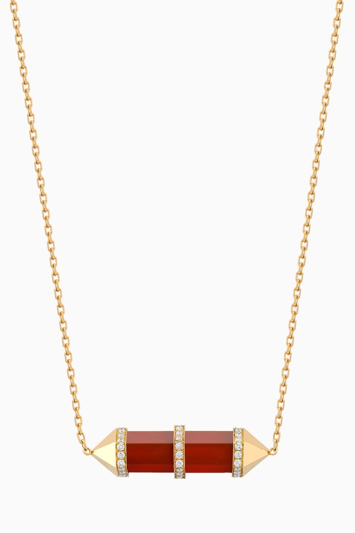 

Chakra Medium Red Carnelian & Diamond Necklace in 18kt Gold