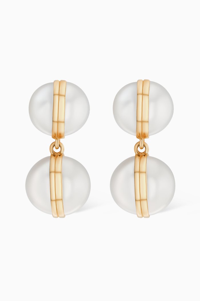 

Kiku Glow Sphere Pearl Drop Earrings in 18kt Gold, Yellow