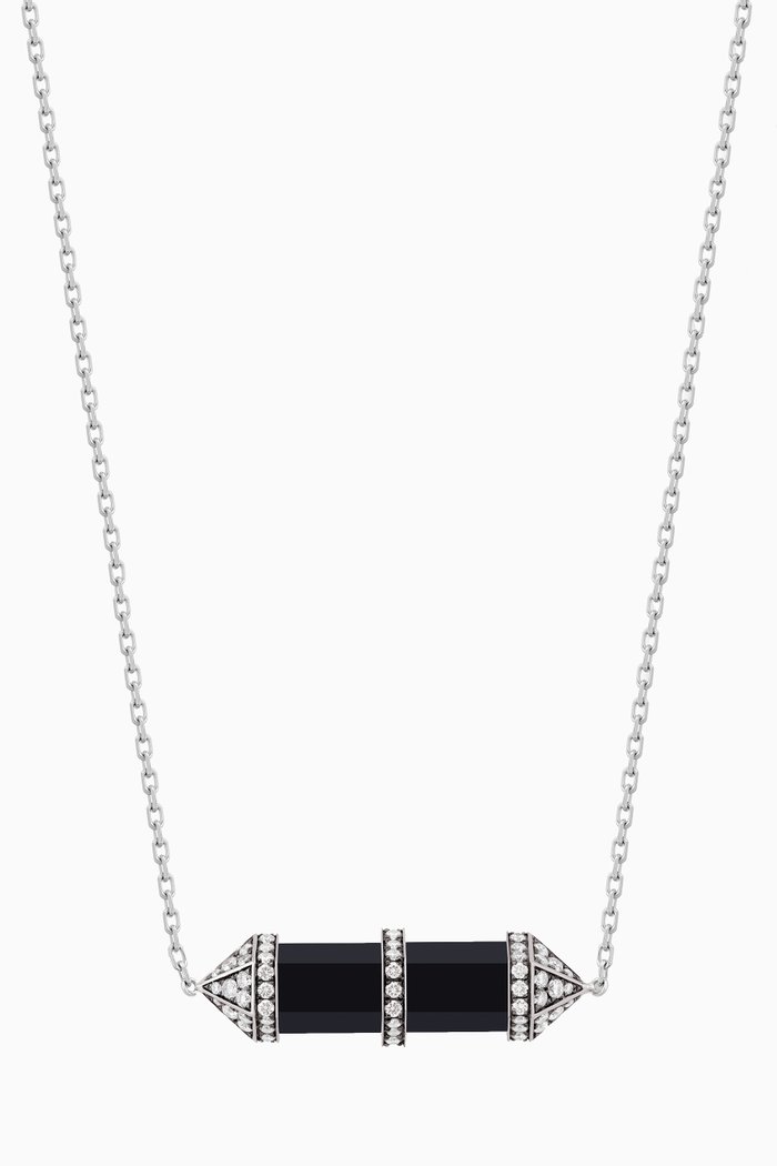 

Chakra Medium Black Onyx & Diamond Necklace in 18kt White Gold