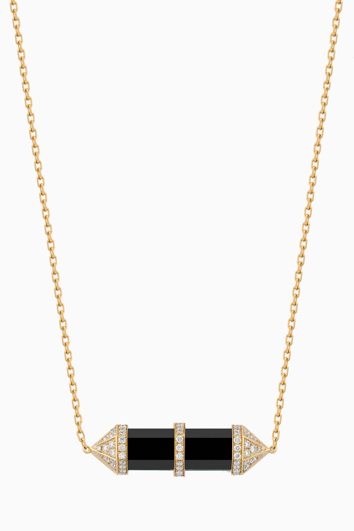 

Chakra Medium Black Onyx & Diamond Necklace in 18kt Gold