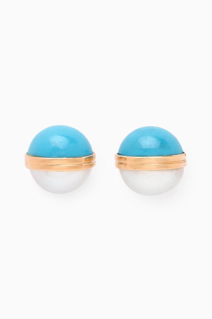 

Kiku Glow Sphere Pearl & Turquoise Stud Earrings in 18kt Gold, Yellow
