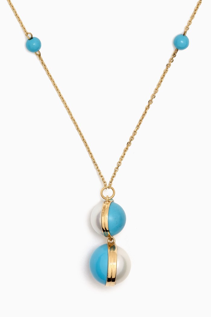 

Kiku Glow Sphere Pearl & Turquoise Necklace in 18kt Gold, Yellow