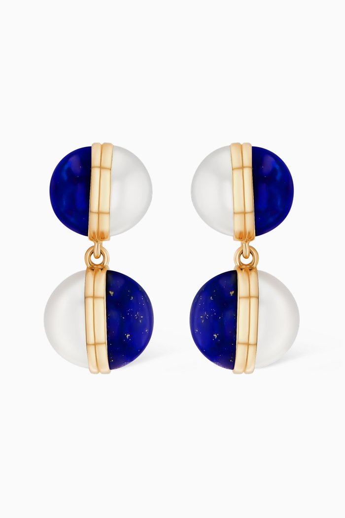 

Kiku Glow Sphere Pearl & Lapis Lazuli Drop Earrings in 18kt Gold, Yellow