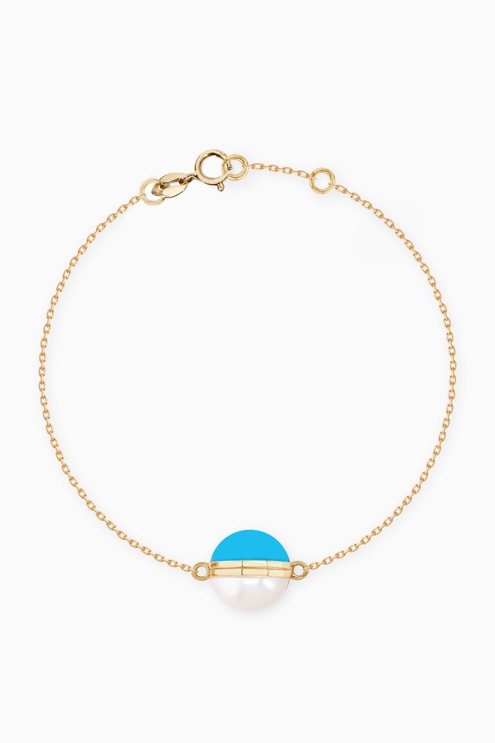 

Kiku Glow Sphere Pearl & Turquoise Bracelet in 18kt Gold, Yellow