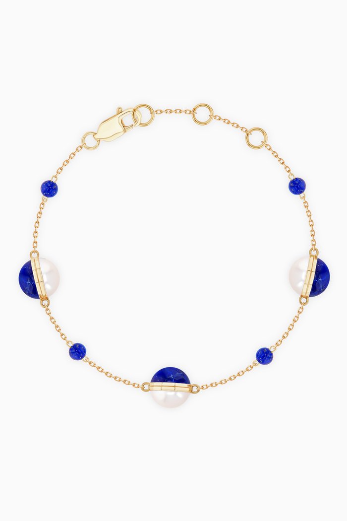 

Kiku Glow Sphere Pearl & Lapis Lazuli Bracelet in 18kt Gold, Yellow