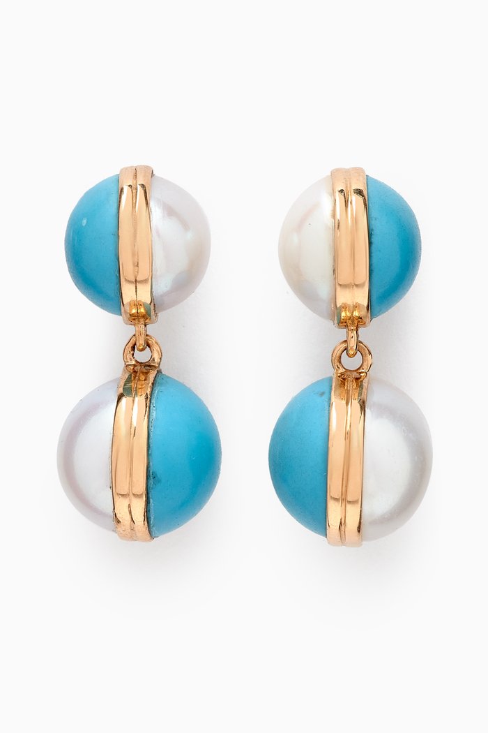 

Kiku Glow Sphere Pearl & Turquoise Drop Earrings in 18kt Gold, Yellow