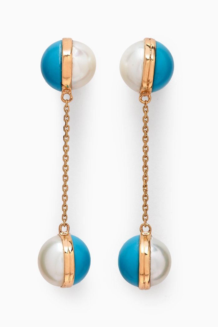 

Kiku Glow Sphere Pearl & Turquoise Drop Earrings in 18kt Gold, Yellow