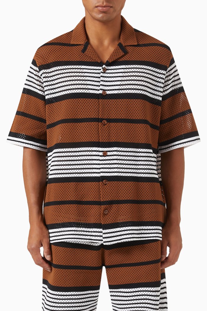 

Stripe Polo in Polyamide, Neutral